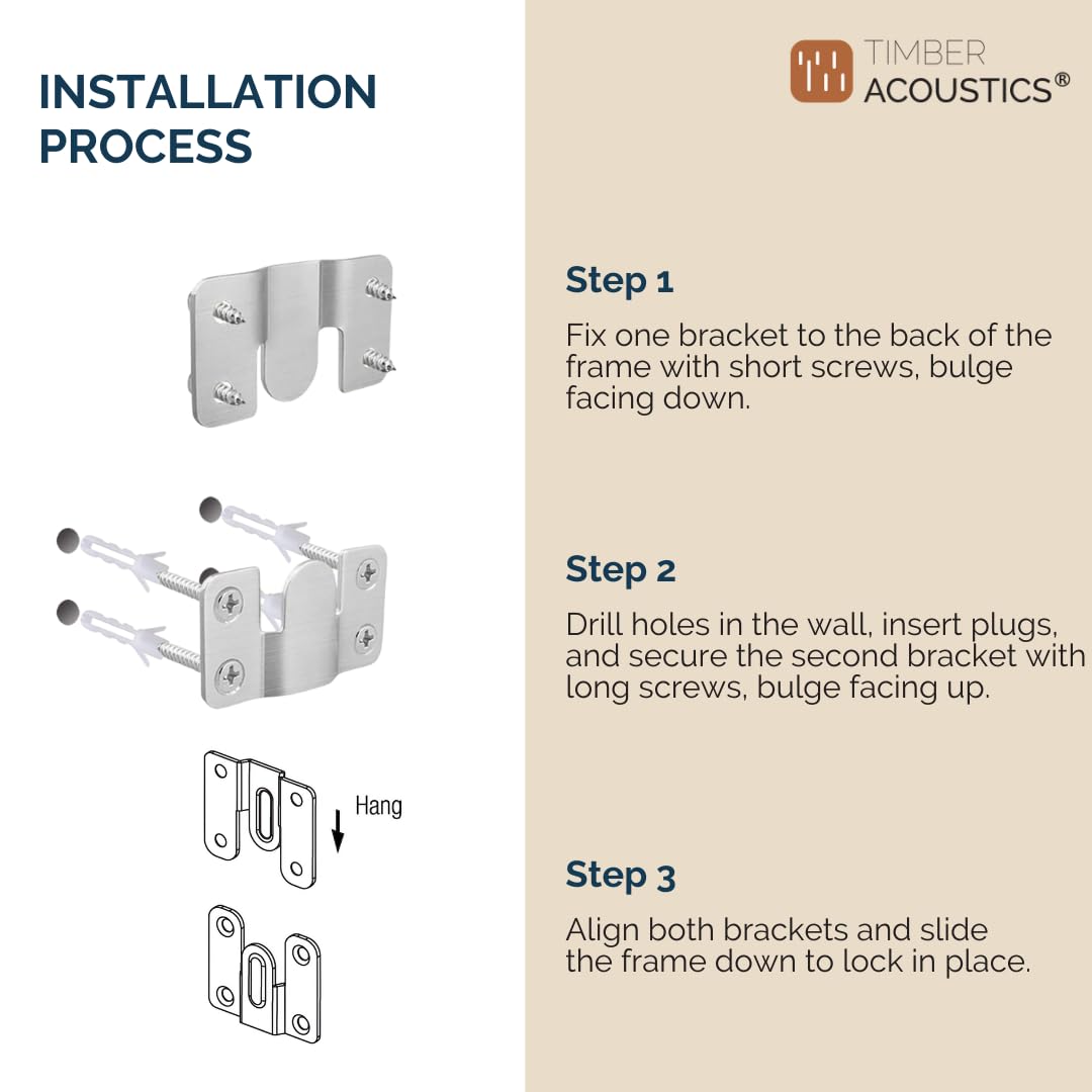 Stainless Steel Wall Mounting Brackets for Acoustic Panel, Photo Frames, Mirrors, Furniture, Headboards