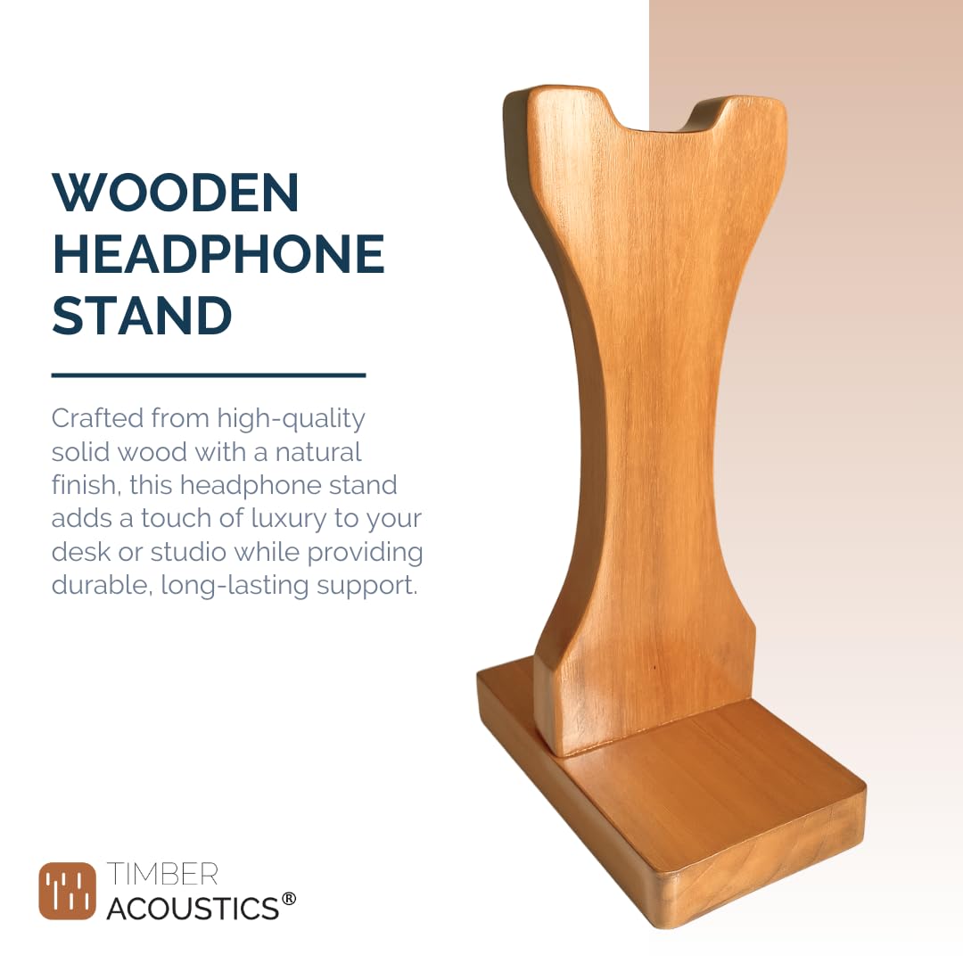 Wooden Headphone Stand for Over-Ear & On-Ear Headphones, Universal Headset Organizer