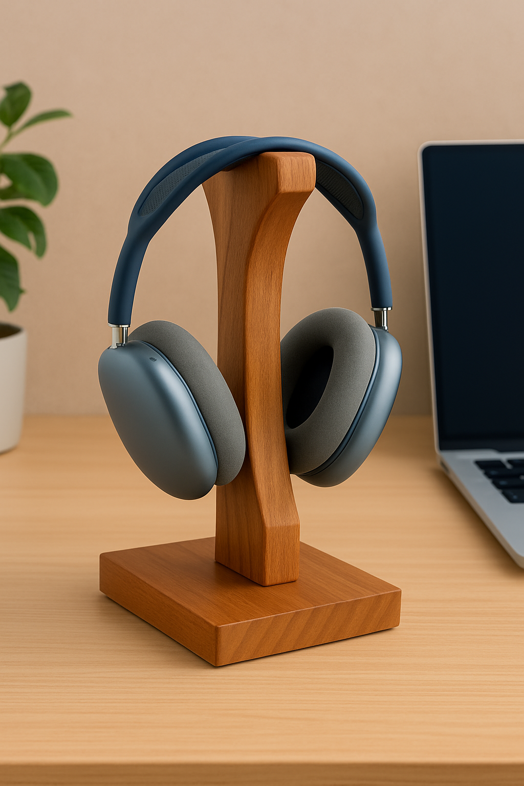 Wooden Headphone Stand for Over-Ear & On-Ear Headphones, Universal Headset Organizer