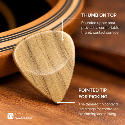 Teak Wood Guitar Picks | Handcrafted Wooden Plectrums for Acoustic, Electric & Bass Guitars For Beginners & Professionals