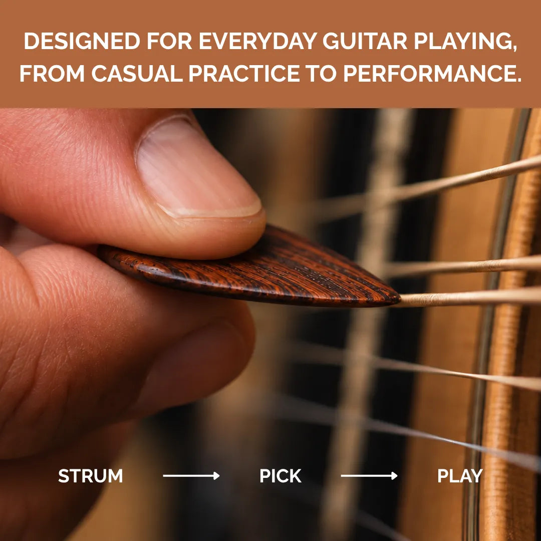 Teak Wood Guitar Picks | Handcrafted Wooden Plectrums for Acoustic, Electric & Bass Guitars For Beginners & Professionals