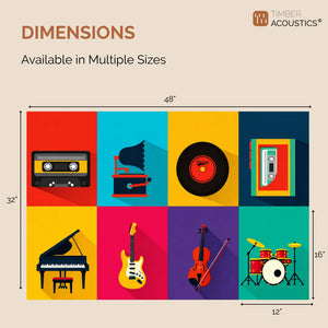 Noise Absorber Acoustic Art Wall Panels for  for Music Studio, 48”x32”
