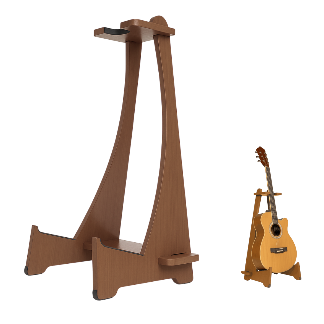 Wooden Long Neck Guitar Stand for Acoustic Classical Bass Guitars