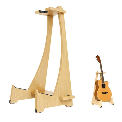 Wooden Long Neck Guitar Stand with Felt Edges for Acoustic Classical Bass Guitars