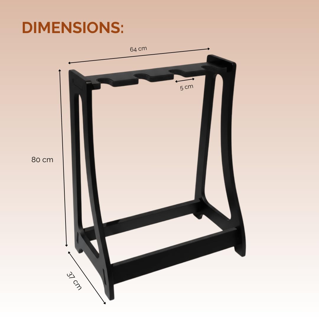 Guitar Rack for Multiple Guitars Portable Thicken Plywood Wooden String Instrument Holder with Soft Leather Edges for Acoustic Classical and Bass Guitars | 4-Guitar Holder