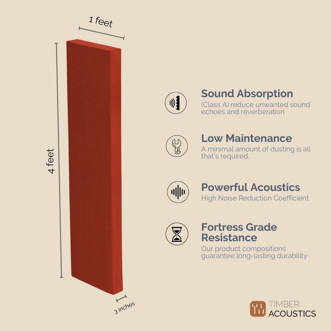 Timber Acoustics X14 Absorption Panels, 1'x4'x3" [SET OF 3]