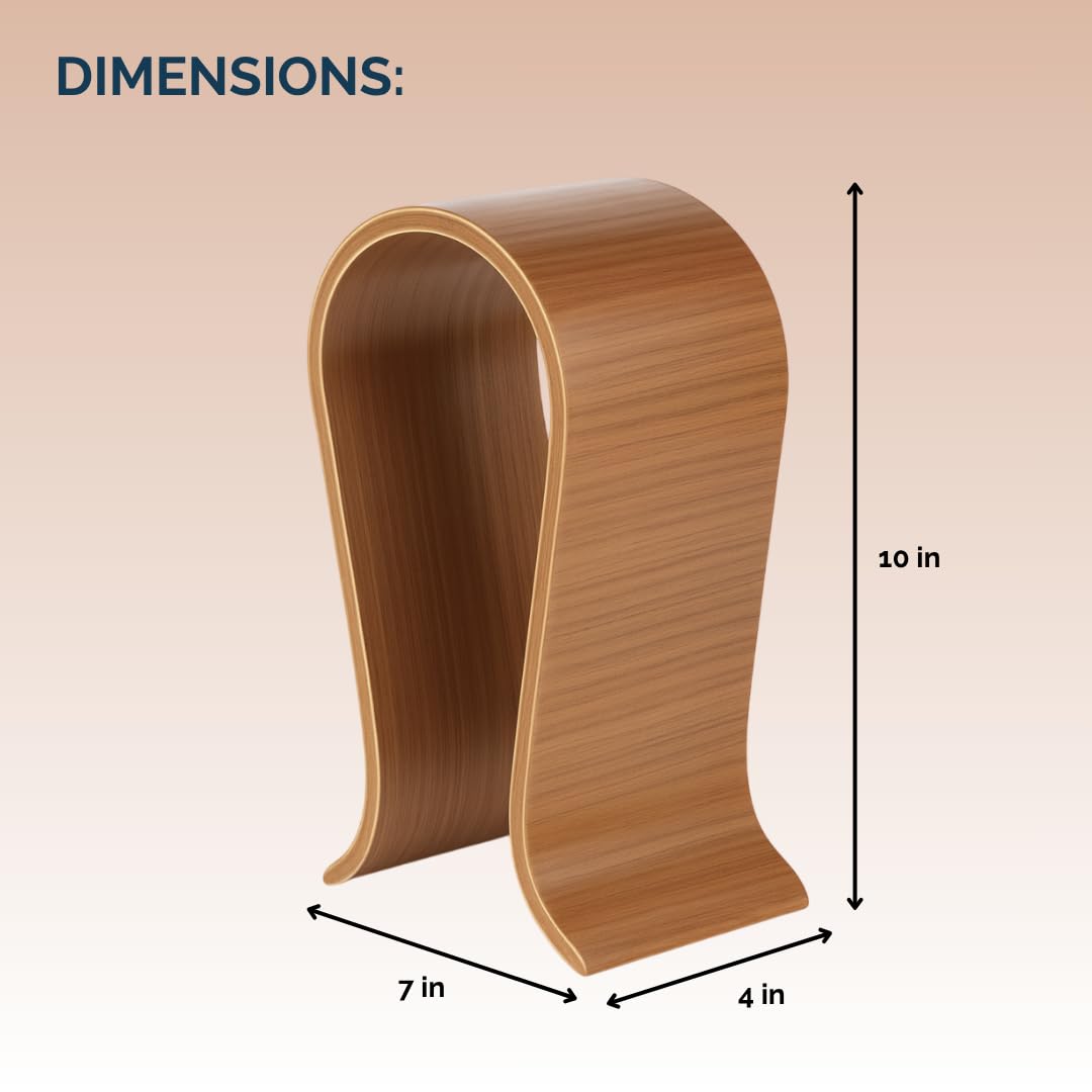 Wooden Universal Headphone Stand, Stylish Organizer for Office Studio Home and Gaming, Luxury Display Stand for Over Ear and On Ear Headphones