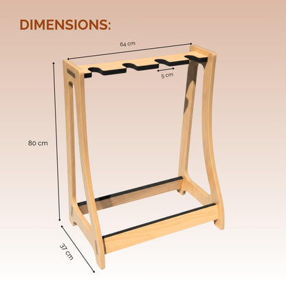 Guitar Rack for Multiple Guitars Portable Thicken Plywood Wooden String Instrument Holder with Soft Leather Edges for Acoustic Classical and Bass Guitars | 4-Guitar Holder