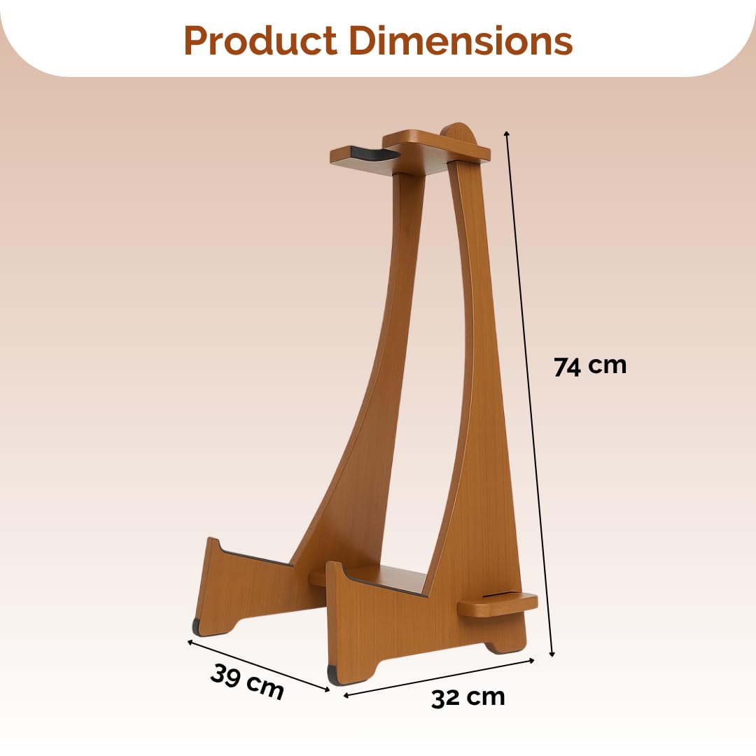 Wooden Long Neck Guitar Stand with Felt Edges for Acoustic Classical Bass Guitars