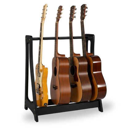 Guitar Rack for Multiple Guitars Portable Thicken Plywood Wooden String Instrument Holder with Soft Leather Edges for Acoustic Classical and Bass Guitars | 4-Guitar Holder