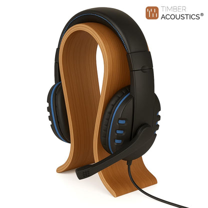 Wooden Universal Headphone Stand, Stylish Organizer for Office Studio Home and Gaming, Luxury Display Stand for Over Ear and On Ear Headphones