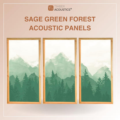 Sage Green Forest Absorption Panels Set for Echo Control & Sound Clarity with NRC 0.90