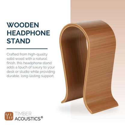 Wooden Universal Headphone Stand, Stylish Organizer for Office Studio Home and Gaming, Luxury Display Stand for Over Ear and On Ear Headphones