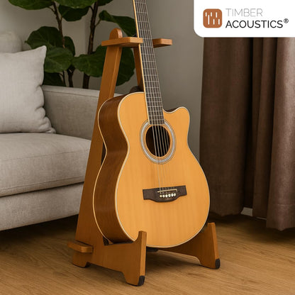 Wooden Long Neck Guitar Stand with Felt Edges for Acoustic Classical Bass Guitars