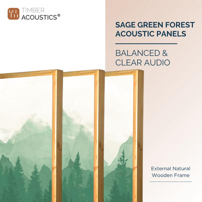 Sage Green Forest Absorption Panels Set for Echo Control & Sound Clarity with NRC 0.90