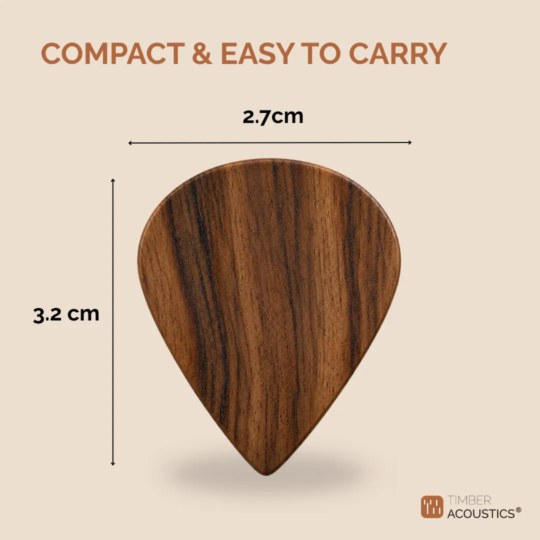 Teak Wood Guitar Picks | Handcrafted Wooden Plectrums for Acoustic, Electric & Bass Guitars For Beginners & Professionals