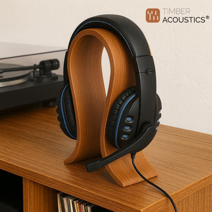 Wooden Universal Headphone Stand, Stylish Organizer for Office Studio Home and Gaming, Luxury Display Stand for Over Ear and On Ear Headphones