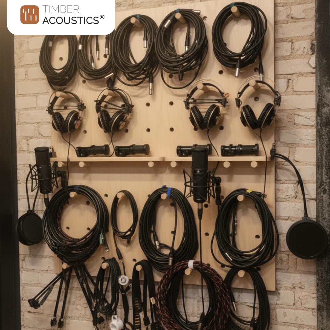 Wooden Multipurpose Pegboard Wall Organizer with Modular Pine Wood Design and Customizable Layout