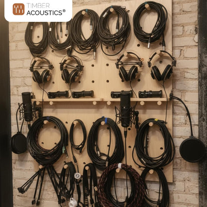 Wooden Multipurpose Pegboard Wall Organizer with Modular Pine Wood Design and Customizable Layout