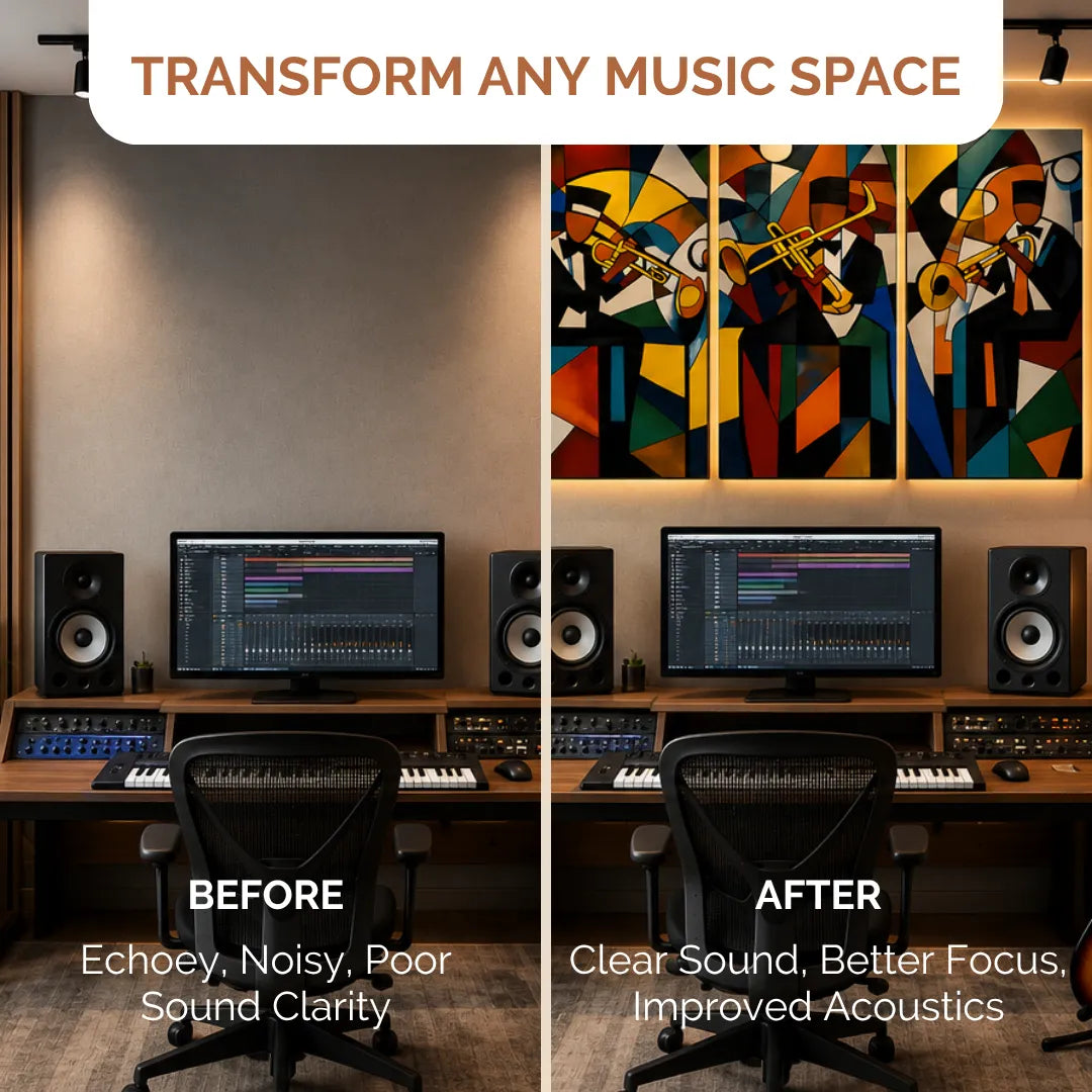 Noise Absorber Acoustic Art Wall Panels for  for Music Studio, 48”x32”