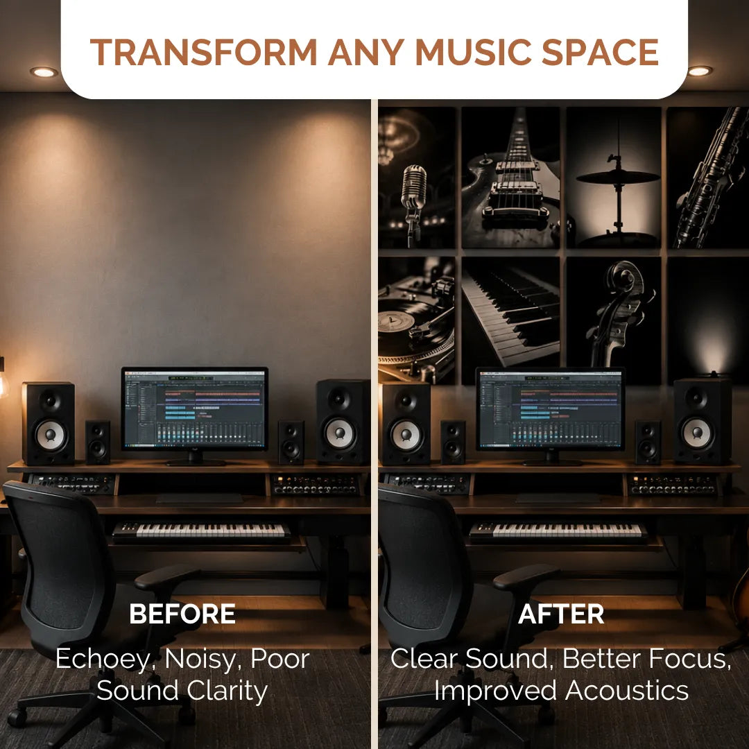 Noise Absorber Acoustic Art Wall Panels for  for Music Studio, 48”x32”