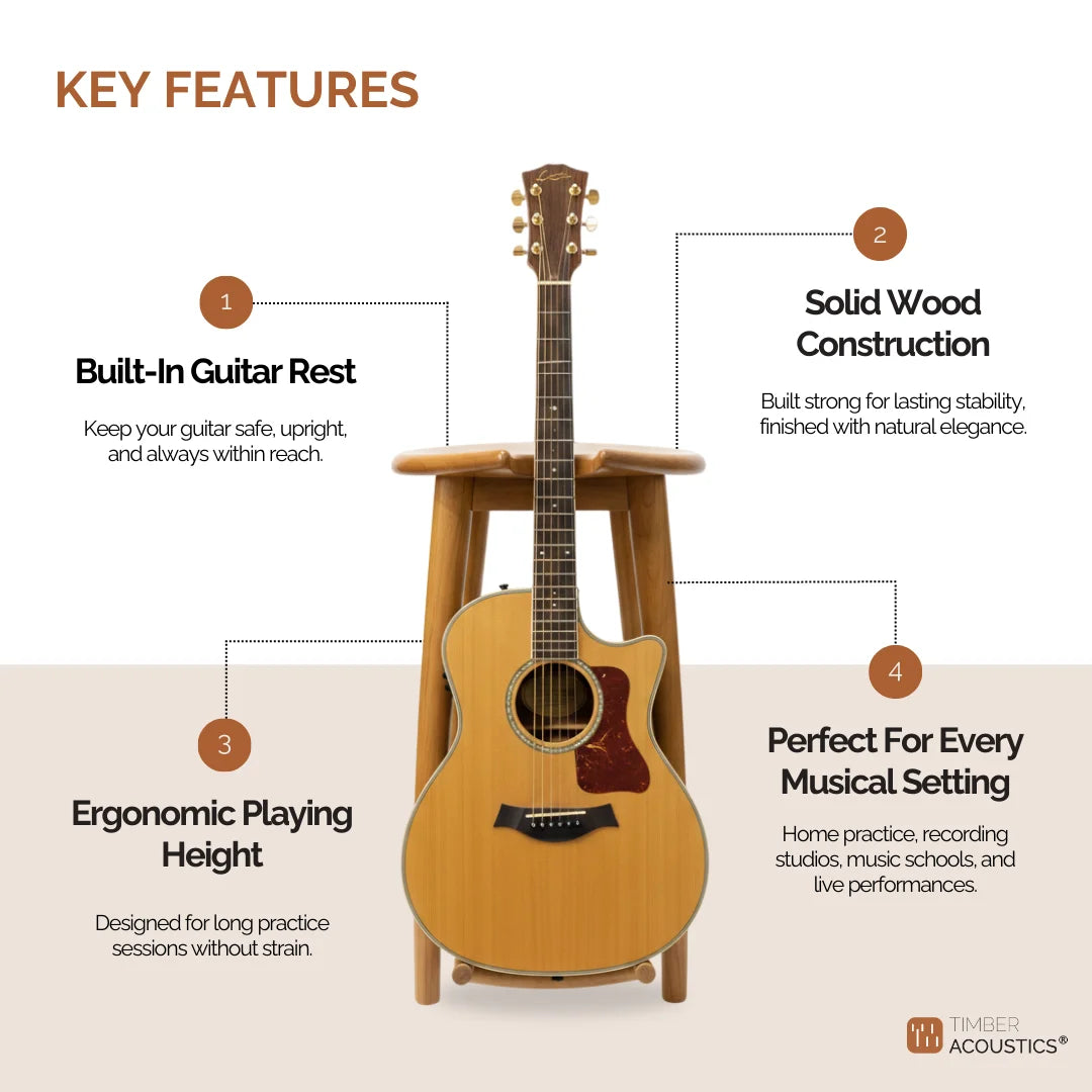 Guitar Chair with Footrest for Studio & On-Stage Performance