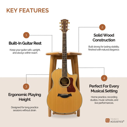 Guitar Chair with Footrest for Studio & On-Stage Performance