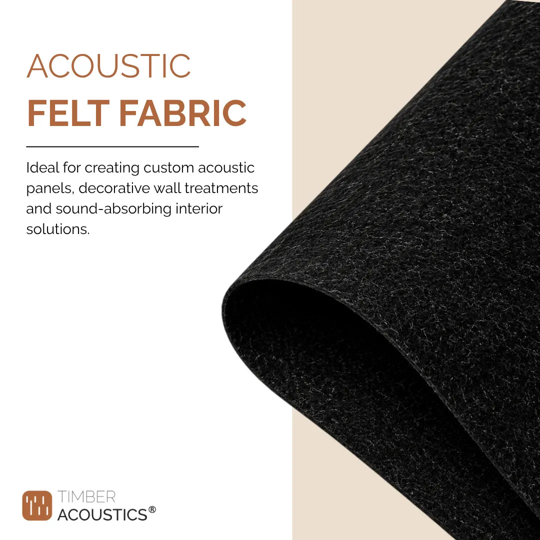 Acoustic Felt Fabric Material for Acoustic Curtains & Blinds, 1 Meter (Black )