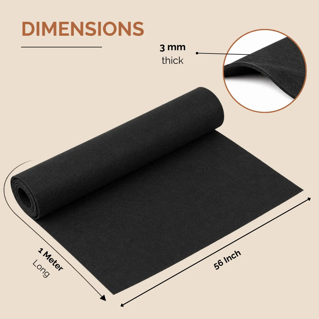 Acoustic Felt Fabric Material for Acoustic Curtains & Blinds, 1 Meter (Black )