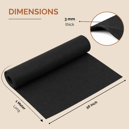 Acoustic Felt Fabric Material for Acoustic Curtains & Blinds, 1 Meter (Black )
