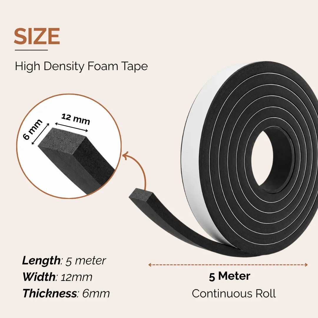High Density Foam Seal Tape | 12mm x 6mm x 5M